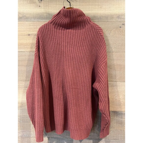 Free People Swim Too Deep Turtleneck Oversized Pullover Sweater Maroon Small S - Picture 6 of 7